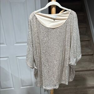 Elegant Sequin Beige Top